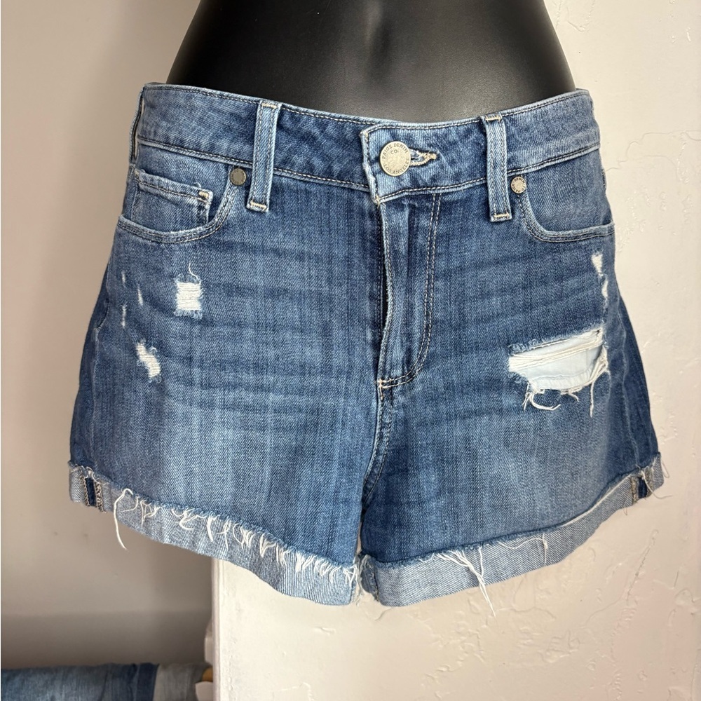 PAIGE jimmy jimmy shorts Medium Blue Distressed Denim 98% cotton sz 26 - Picture 9 of 9